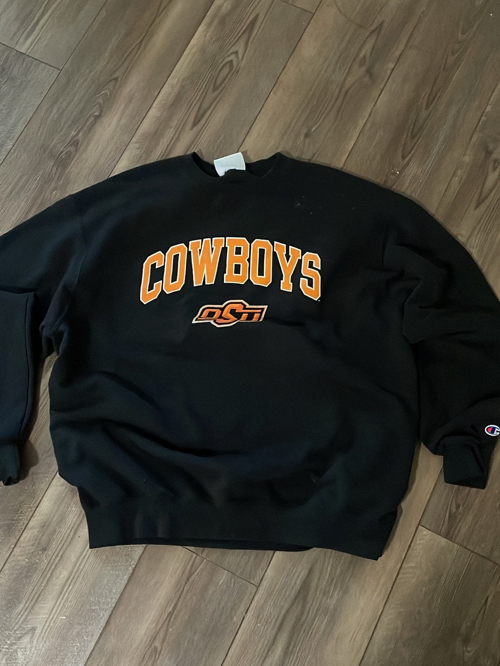 Champion Black Crewneck with Orange 'COWBOYS' Logo